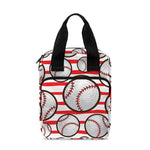 Red Striped Baseball Pattern Print Bible Tote Bag