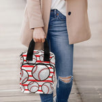 Red Striped Baseball Pattern Print Bible Tote Bag