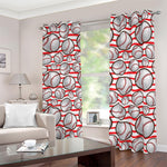 Red Striped Baseball Pattern Print Blackout Grommet Curtains