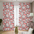 Red Striped Baseball Pattern Print Dimout Pencil Pleat Curtains