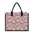 Red Striped Baseball Pattern Print Canvas Tote Bag