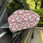 Red Striped Baseball Pattern Print Car Side Mirror Covers