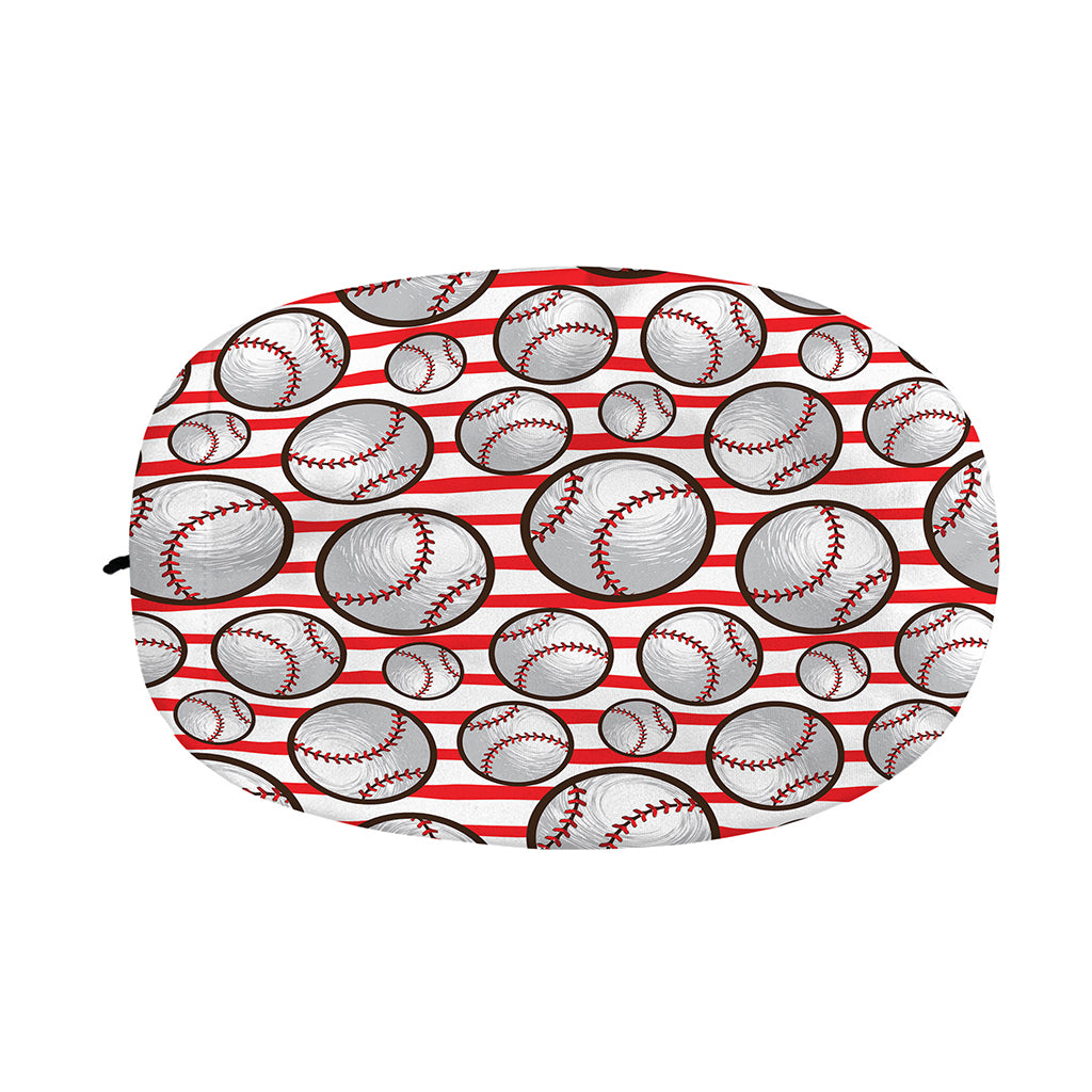 Red Striped Baseball Pattern Print Car Side Mirror Covers