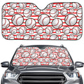 Red Striped Baseball Pattern Print Car Windshield Sun Shade