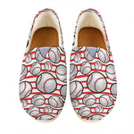 Red Striped Baseball Pattern Print Casual Shoes