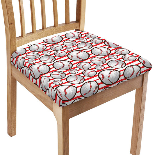 Red Striped Baseball Pattern Print Chair Cushion Cover