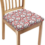 Red Striped Baseball Pattern Print Chair Cushion Cover