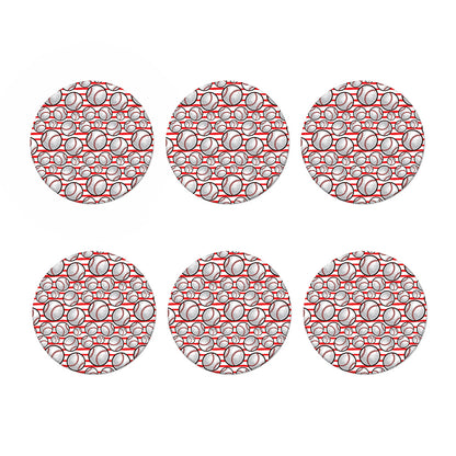 Red Striped Baseball Pattern Print Coaster Set