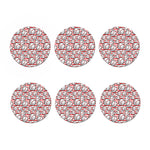 Red Striped Baseball Pattern Print Coaster Set