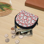 Red Striped Baseball Pattern Print Coin Purse