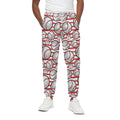 Red Striped Baseball Pattern Print Cotton Sweatpants