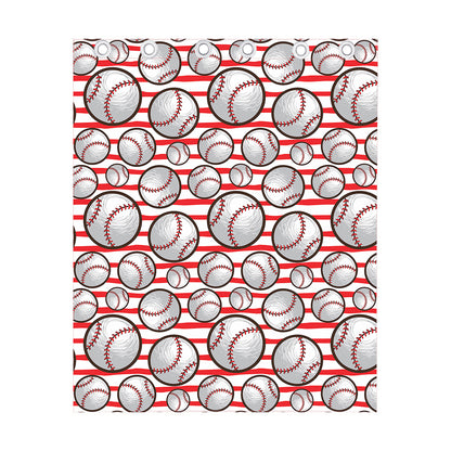 Red Striped Baseball Pattern Print Curtain