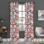 Red Striped Baseball Pattern Print Curtain
