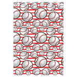 Red Striped Baseball Pattern Print Curtain