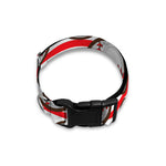 Red Striped Baseball Pattern Print Dog Collar