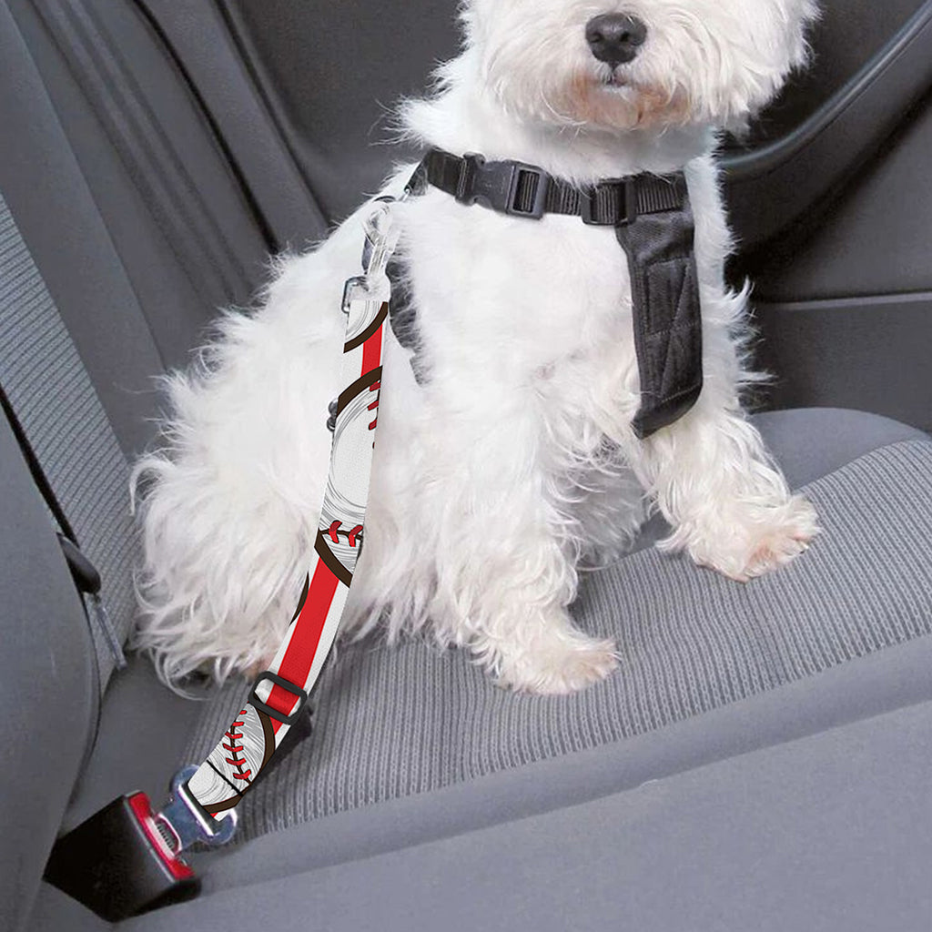 Red Striped Baseball Pattern Print Dog Seat Belt
