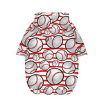 Red Striped Baseball Pattern Print Dog Zip Up Hoodie