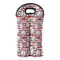 Red Striped Baseball Pattern Print Double Neoprene Wine Tote