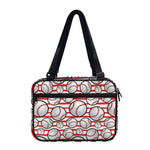 Red Striped Baseball Pattern Print Double Strap Bible Bag