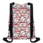 Red Striped Baseball Pattern Print Drawstring Backpack