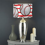 Red Striped Baseball Pattern Print Drum Lamp Shade