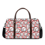 Red Striped Baseball Pattern Print Duffle Bag