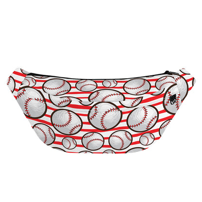 Red Striped Baseball Pattern Print Fanny Pack