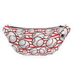 Red Striped Baseball Pattern Print Fanny Pack