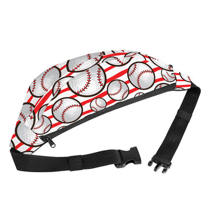Red Striped Baseball Pattern Print Fanny Pack