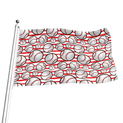 Red Striped Baseball Pattern Print Flag