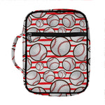 Red Striped Baseball Pattern Print Front Pocket Bible Bag