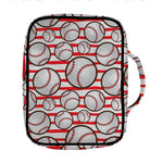 Red Striped Baseball Pattern Print Front Pocket Bible Bag