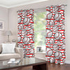 Red Striped Baseball Pattern Print Grommet Curtains