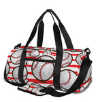 Red Striped Baseball Pattern Print Gym Bag