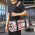 Red Striped Baseball Pattern Print Gym Bag