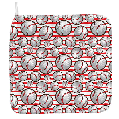 Red Striped Baseball Pattern Print Hand Towel