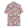 Red Striped Baseball Pattern Print Hawaiian Shirt