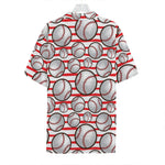 Red Striped Baseball Pattern Print Hawaiian Shirt