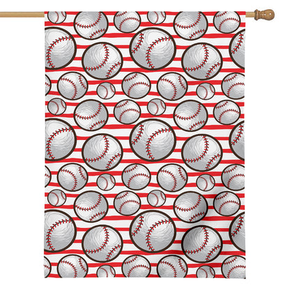 Red Striped Baseball Pattern Print House Flag