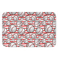 Red Striped Baseball Pattern Print Indoor Door Mat