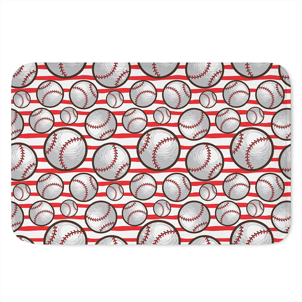 Red Striped Baseball Pattern Print Indoor Door Mat