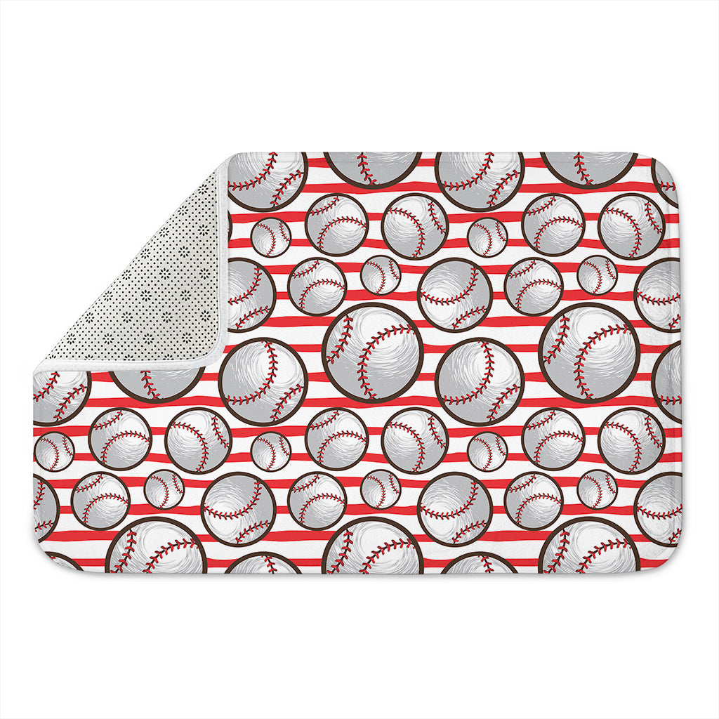 Red Striped Baseball Pattern Print Indoor Door Mat