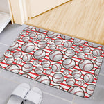 Red Striped Baseball Pattern Print Indoor Door Mat