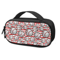 Red Striped Baseball Pattern Print Portable Cooler Travel Case