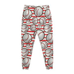 Red Striped Baseball Pattern Print Jogger Pants