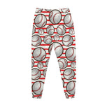 Red Striped Baseball Pattern Print Jogger Pants