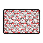 Red Striped Baseball Pattern Print Kitchen Mat