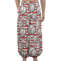 Red Striped Baseball Pattern Print Lantern Pants
