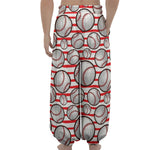 Red Striped Baseball Pattern Print Lantern Pants