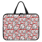 Red Striped Baseball Pattern Print Laptop Sleeve With Handle
